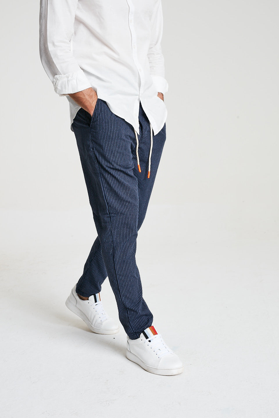 Pin Striped Breezy Denim Knotted Trousers