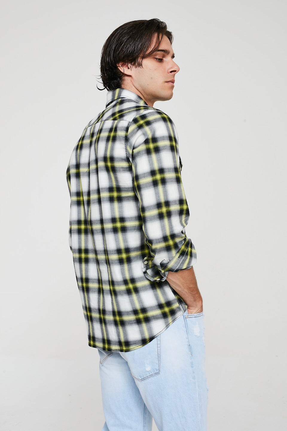 Western Plaid Shirt In Yellow