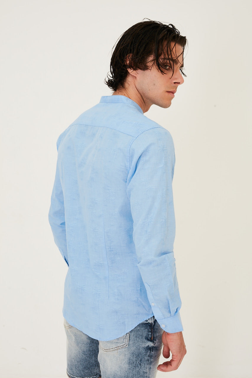 Mandarin Collar Essential Shirt In Blue