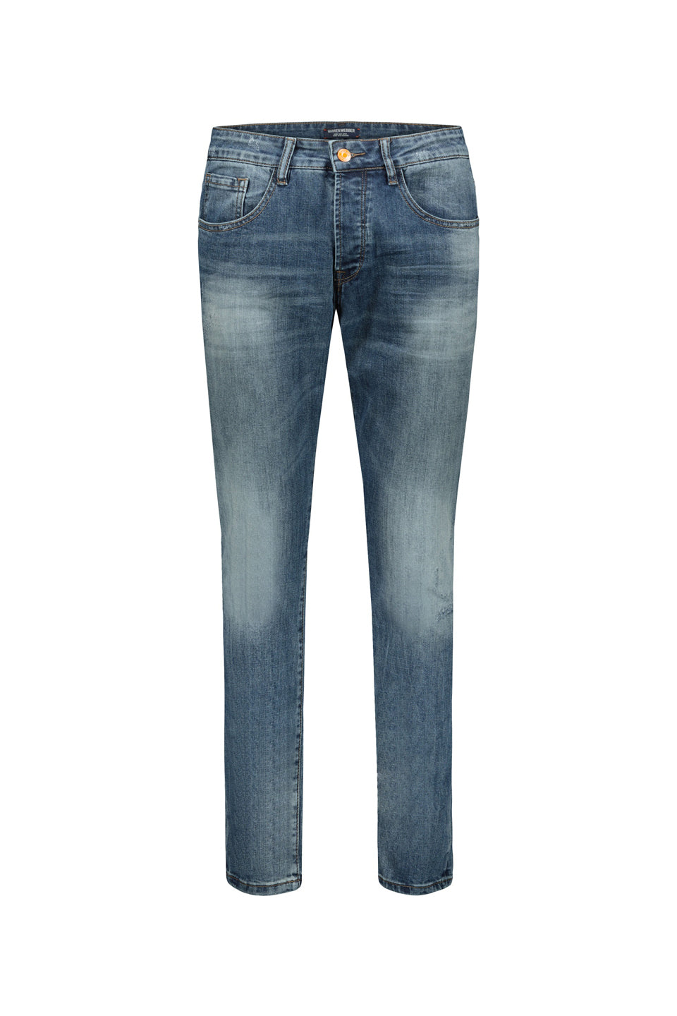 Slim Fit Washed Jeans In Mid Blue